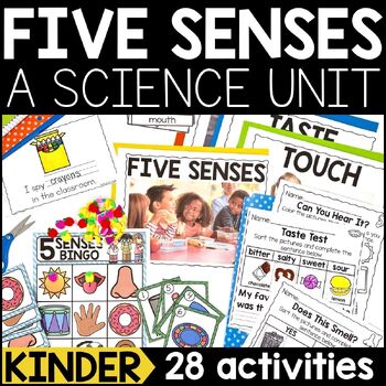 Preview of Five Senses Kindergarten Science Unit | 5 Senses Worksheets, Crafts & Activities