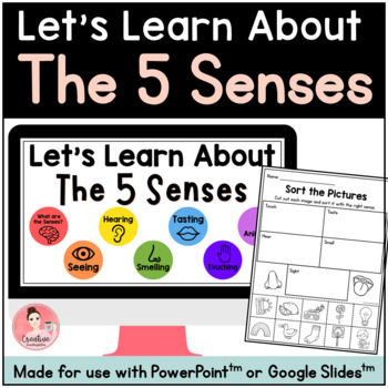 Preview of Five Senses Science Unit with Digital Slideshow and Printable Activities