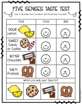 Five Senses Taste Test by Preschoolers and Sunshine | TpT