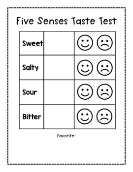 Preview of Five Senses Taste Test Worksheet - Preschool