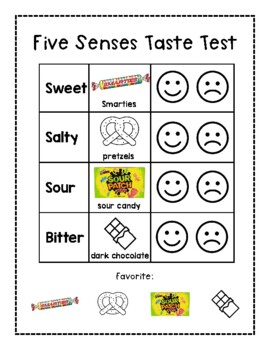 Five Senses Taste Test Worksheet - Preschool by Sara Taylor | TPT