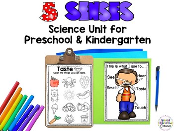 Preview of Five Senses Science Unit for Preschool and Special Education