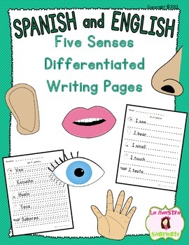 Preview of Five Senses Writing (Spanish and English)