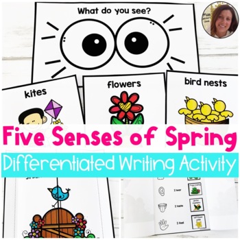 Preview of Five Senses of Spring | Differentiated Writing Prompt | Special Ed Resource