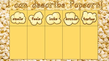 Preview of Five Senses with Popcorn Chart