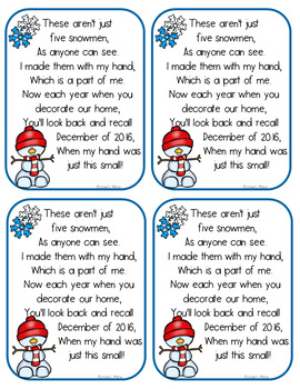 Five Snowmen Poem 2017 FREEBIE by Josie's Place | TpT