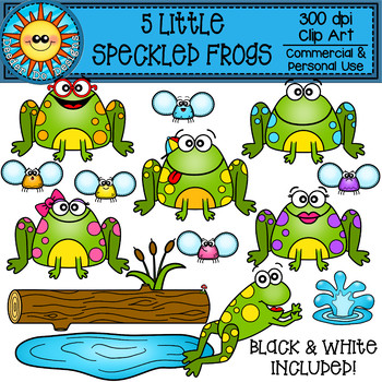 Preview of Five Speckled Frogs Clip Art
