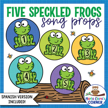 Preview of Five Speckled Frogs - Nursery Rhyme Song Props (Bilingual)