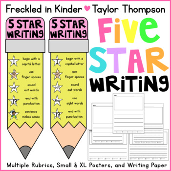 Preview of Five Star Writing Rubrics, Posters, and Writing Paper