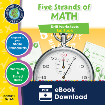 Preview of Five Strands of Math - Drills BIG BOOK - BUNDLE Gr. 3-5