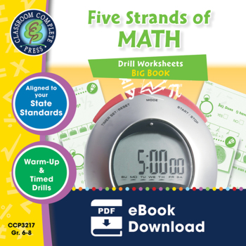 Preview of Five Strands of Math - Drills BIG BOOK - BUNDLE Gr. 6-8