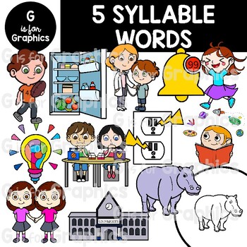 Preview of Five Syllable Words Clipart
