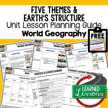 Preview of Five Themes of Geography Lesson Plan Guide for World Geography, Back To School