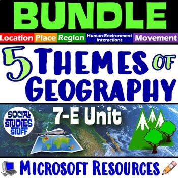 Preview of Five Themes of Geography BUNDLE | FUN 5 Theme Lessons and Activities | Microsoft