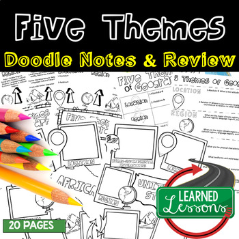 Preview of Five Themes of Geography Doodle Notes, Doodle Pages, Geography Activity