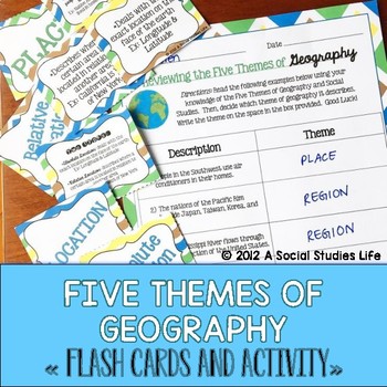 Preview of Five Themes of Geography Flash Cards and Activity