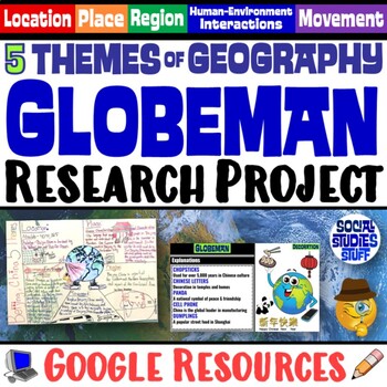 Preview of Five Themes of Geography Globe-Man Research Project | 5 Themes PBL | Google