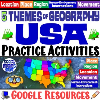 Preview of Five Themes of Geography United States Practice Activity | 5 Themes USA | Google
