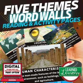 Preview of Five Themes of Geography Word Wall Activity Pages World Geography Word Wall