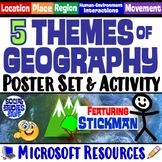 Five Themes of Geography Word Wall Posters | 5 Themes Bull