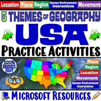 Preview of Five Themes of Geography United States Practice Activity | 5 Themes | Microsoft