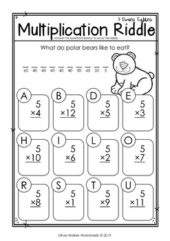 five times tables worksheets multiplication printables by olivia walker