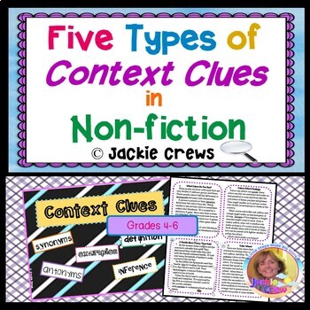 Preview of Find Context Clues in Nonfiction 5 Types of Context Clues with Easel Pages