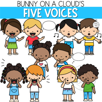 Preview of Five Voices: Talking, Singing, Shouting, Whispering and Thinking Clipart