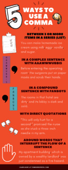 Preview of Five Ways to Use a Comma Infographic