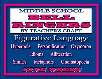 Preview of Five Week Middle School ELA Bell Ringers Packet - Figurative Language