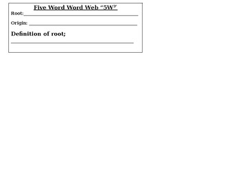 Preview of Five Word Word Web [5W3] For Full Class Engagement