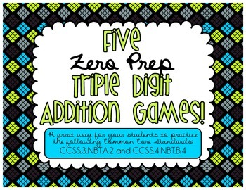 Preview of Five Zero Prep Triple Digit Addition Games