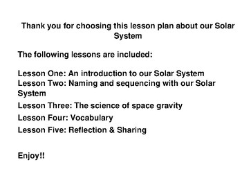 Preview of Five lesson plan for our solar system