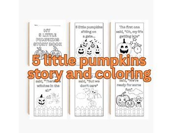 Preview of Five little Pumpkins story and Color--- Bonus: 2 free coloring pages