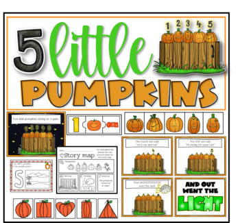 Preview of Five little pumpkins - poem, retelling the poem, play dough mats, and lots more