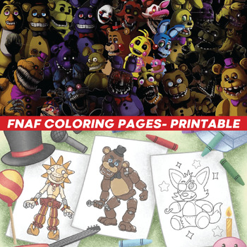 Preview of Five nights at Freddy's Coloring Pages For Kids & Boys - FNAF Printable