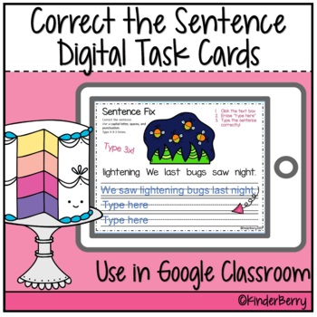 Preview of Fix It! Correct the Sentence Digital Task Cards | Google