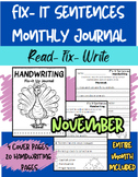 Fix It Sentences- Monthly Bundle (November Themed)