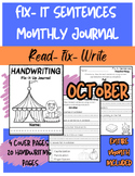 Fix It Up Sentences- Monthly Handwriting Journal (October Themed)