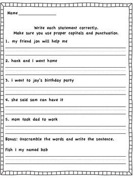 fix the sentence sentence writing practice by beccas blackboard