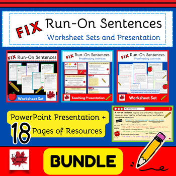 Preview of Fix Run-On Sentences Bundle: Worksheets and Teaching Presentation