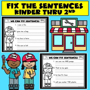 Preview of Fix The Sentences | Grammar | Punctuation | Capitalization | Kinder thru 2nd