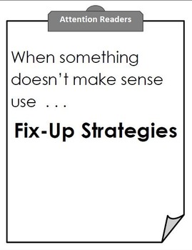 Preview of Fix Up Strategies for Reading