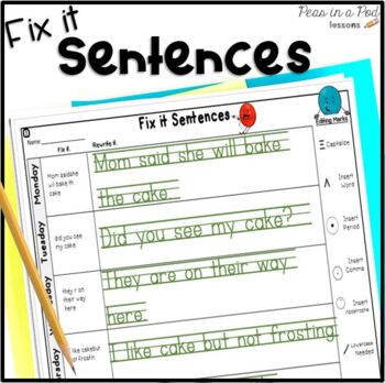 Preview of Sentence Correction Worksheets Editing and Proofreading Fix it Sentences 1st +