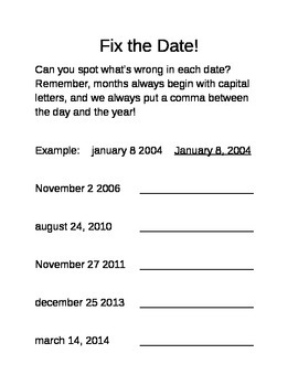 Preview of Fix the Dates