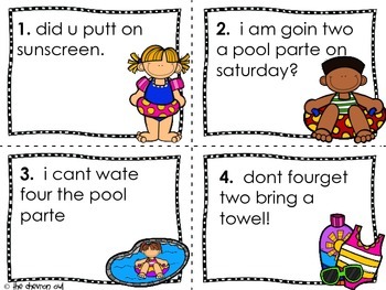 Fix the Mistakes Pool Party Grammar Activity by Teaching Little Meteors