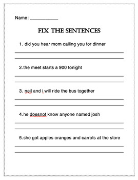 Preview of Fix the Sentence