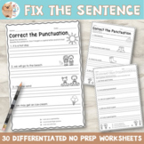 Fix the Sentence Capitalization and Punctuation Worksheets