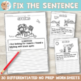 Fix the Sentence Capitalization and Punctuation Worksheets