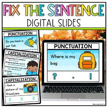 Preview of Fix the Sentence | Digital Google Slides Punctuation & Capitalization
